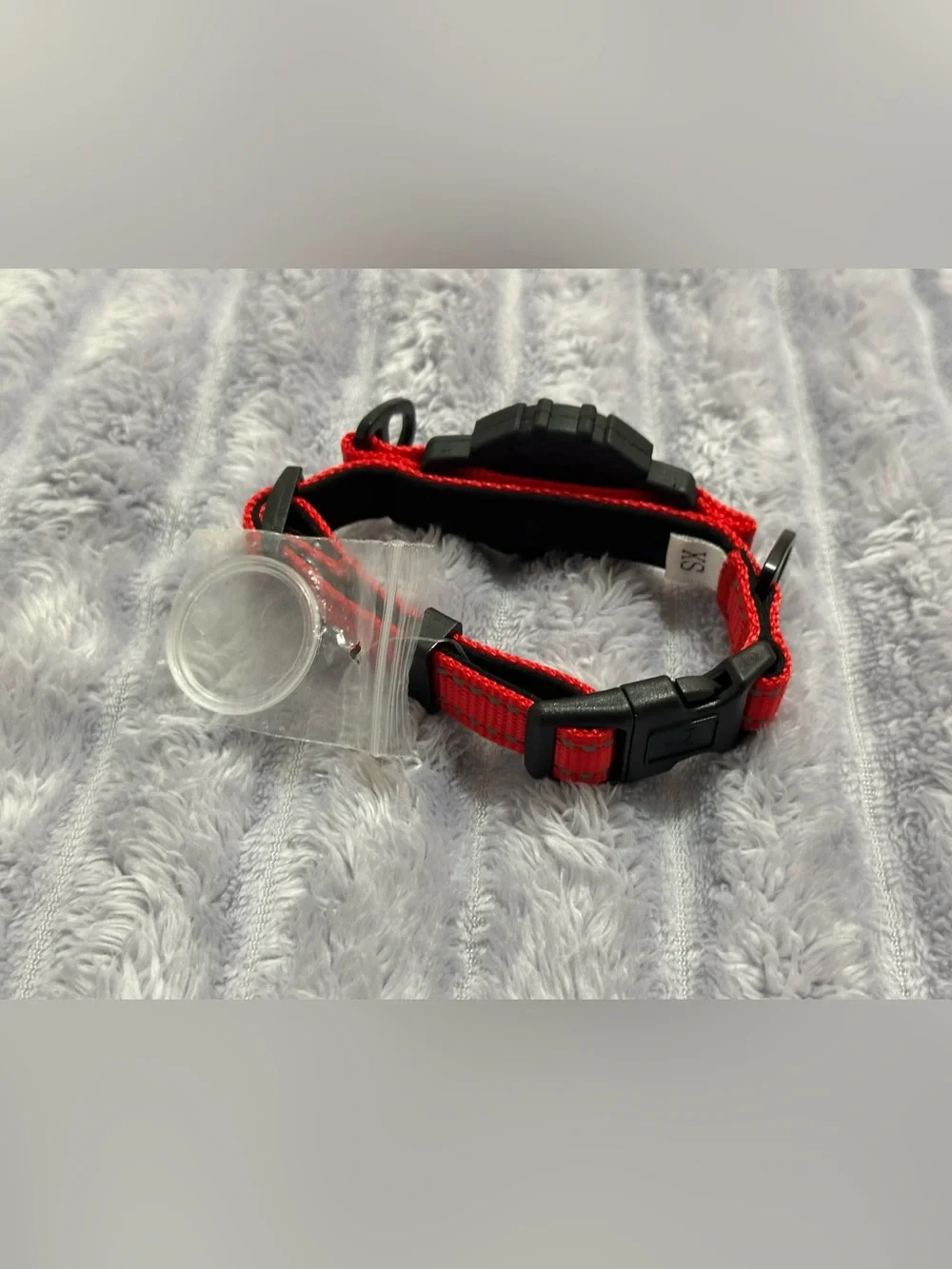 Red Adjustable Dog Collar with Secure Buckle and GPS Tracker Slot